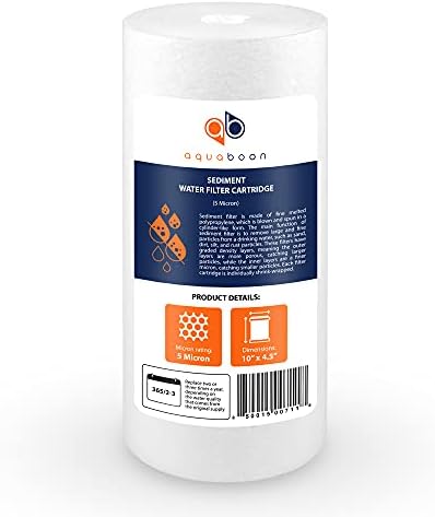 Aquaboon 5 Micron 10 x 4.5 Well Water Sediment Filter Replacement Whole House Water Filter Cartridge Compatible with DGD-5005, WFHD13001B, 6-Pack