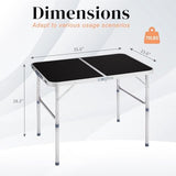 3.0 Ft Folding Portable Camping Table with Adjustable Height Legs, RV Dining Tables, Grill, DJ, BBQ, Dining, Picnic, Cooking, Beach, Garden, Black