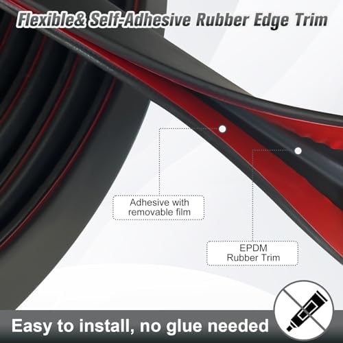 Rubber Edge Protector, Flexible U Channel Edge Trim, Peel & Stick Auto Door Guard, Black, 20Ft
