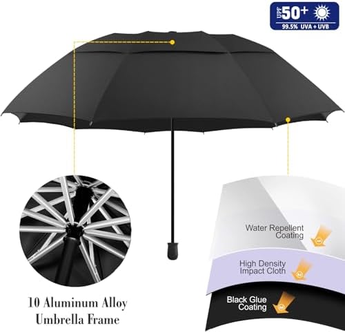 UPF 50+ Beach Umbrella with Adjustable Universal Clamp