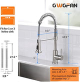 OWOFAN Kitchen Faucet Low Lead Commercial Solid Brass Single Handle Single Lever Pull Out Pull Down Sprayer Spring Kitchen Sink Faucet, Brushed Nickel Kitchen Faucets 866053SN