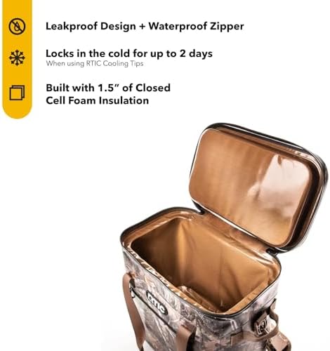 RTIC Ultra-Tough Soft Cooler 40 Can, Insulated Bag Portable Ice Chest Box for Lunch, Beach, Drink, Beverage, Travel, Camping, Picnic, Car, Trips, Floating Cooler Leak-Proof with Zipper