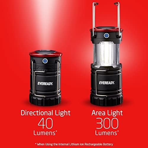 Eveready LED Camping Lanterns (4-Pack), Hybrid Power Rechargeable Collapsible Lantern Flashlights, Ultra Bright Tent Lights for Outdoors, Camping, Fishing, Emergency Black , one Size