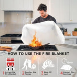 Fire Blanket Emergency for Home Kitchen - 40"x40" Fireproof Safety Protection Fiberglass Flame Retardant Blankets Survival Essential Kit for House Car Camping Outdoor Fireplace Grill BBQ - 4 Pack