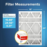 Filtrete 16x25x4 Air Filter, MPR 1000, MERV 11, Allergen Defense 12-Month Deep Pleated 4-Inch Air Filters, 2 Filters