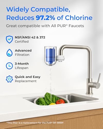Waterdrop NSF Certified Water Filter, Replacement for All PUR®, PUR®PLUS Faucet Filtration Systems, Pur® RF-9999® Faucet Water Filter (3 Count), Model No.: WD-C08A