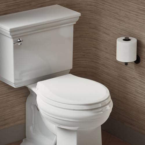 KOHLER 4639-RL-0 Cachet ReadyLatch Round-Front Toilet Seat, Quiet-Close Lid, Contoured Seat, Grip-Tight Bumpers and Installation Hardware, White