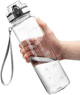 OLDLEY Water Bottle, 32oz Motivational Sports Water Bottle with Time Marker - Times to Drink - Tritan, BPA Free, Wide Mouth Leakproof,Capacity Clear