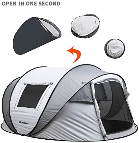 EchoSmile Camping Instant Pop Up Tent, 2/4/6/8/10 Person, Water Resistant Dome, Easy Setup for Camping Hiking and Outdoor, Portable with Carry Bag, 3 Season