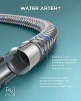 FORIOUS Square Brushed Nickel Bathroom Faucets 3 Hole, Waterfall 8 Inch Widespread Bathroom Sink Faucet with Metal Pop-up Drain and Supply Lines, Two Handles for Vanity, Lavatory, Restroom