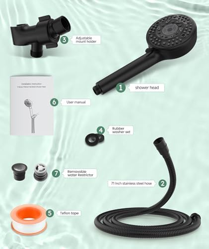 SunCleanse Filtered Shower Head with Handheld, 9-Spray Setting Detachable Showerhead with Filters, Shower Head for Hard Water - Filtered Chlorine, Improve Skin and Hair Texture, Black