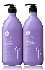 L LUSETA Biotin & Collagen Shampoo & Conditioner Set (2 x 33.8oz) - Thickening for Hair Growth, Infused with Argan Oil to Repair Dry, Damaged Hair