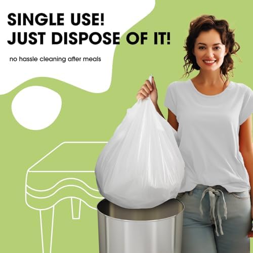 Pureegg Plastic Table Cloth Disposable 10 Pack, 54 x 132 Inch Table Cloths, Party, Picnic, Wedding, Decorative Tablecloths, Rectangle, White Plastic Cover, Leakproof & Sturdy, White