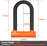 Sportneer Bike U Lock - Heavy Duty Anti Theft Bike Lock with 5ft Security Steel Cable - 17mm Shackle Bicycle U-Locks with Keys & Sturdy Mounting Bracket for Road, Mountain, Electric Bike - Orange