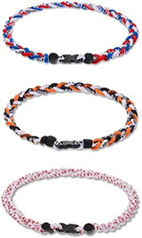 Junkin Baseball Necklaces Three Braided Rope Titanium Necklace for Team Gifts Boys Men Player Softball Fans Sports