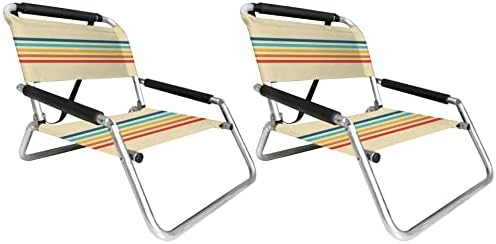 Neso Beach Chairs 2 Pack | Water Resistant with Shoulder Strap and Slip Pocket | Folds Thin (Rainbow, Regular)
