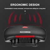 ROCKBROS Bike Seat Comfort Bike Saddle Mountain Bicycle Accessories for Men Women Soft Wide Bike Seat Cushion Dual Shock Absorbing with Reflective Strip