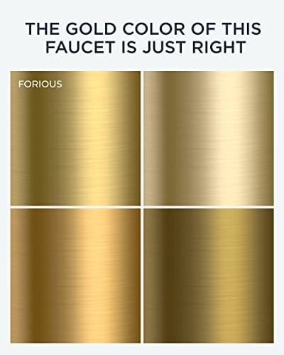 FORIOUS 4" Brushed Gold Bathroom Faucet Centerset 4 Inch, 2 Handle 2 Hole Gold Faucets for Bathroom Vanity wtih Metal Pop Up Dain, CUPC Supply Hose, High Arc Swivel Spout