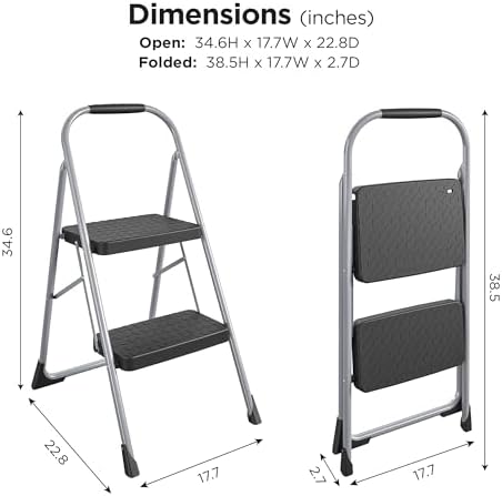 COSCO 2-Step Big Step, Steel Step Stool, Gray