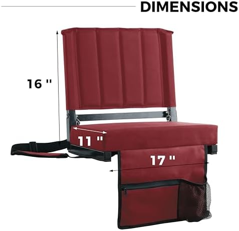 SPORT BEATS Stadium Seats with Back Support Bleacher Chairs with Back and Cushion Thick Padded Bleacher Seats Includes Shoulder Strap