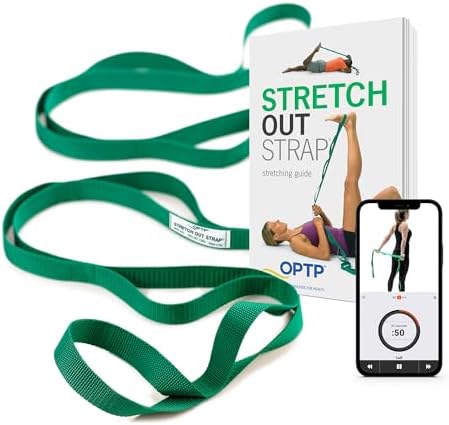 OPTP The Original Stretch Out Strap with Exercise Book, USA Made Top Choice Stretch Out Straps for Physical Therapy, Yoga Stretching Strap and Knee Therapy Strap