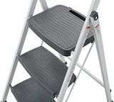 Rubbermaid 3-Step Steel Ladder, Folding Step Stool with Hand Grip and Non-Slip Feet, White, Tested to ANSI US Safety Standards, No Assembly Required (Amazon Exclusive)