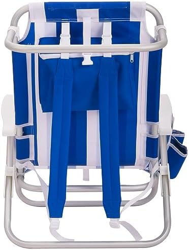 Luxury Sturdy Extra Comfort Backpack Beach Chair/Bundle of 2 Units (Blue White Stripes)
