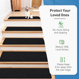 Non Slip Stair Treads for Wooden Steps,15 Pack 8" X 30" Stairs Carpet Treads Indoor with Reusable Peel and Stick Adhesive for Kids Elders and Pets,Polyester TPR Backing