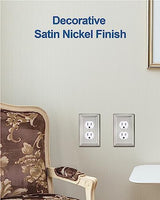 6-Pack Duplex Wall Plate, Decorative Satin Nickel Outlet Cover, Metal Wall Plates for Electrical Outlets, 3.15''*4.88'', Midsize