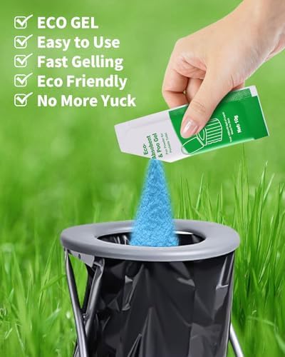 Camping Toilet Bags Poo Gel Set, Portable Toilet Bags with Camping Toilet Gel, Composting Toilet Bags Poo Gel for Portable Toilet Camping Outdoor Hiking Emergency Toilet