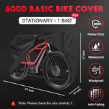 Bike Cover for 1 Bike - 600D Bike Covers Outdoor Storage Waterproof & Heavy Duty, Bicycle Cover for Single eBike, Mountain Bike, Road Bike, Hybrid Bike, Beach Cruiser Bike, Scooter and More