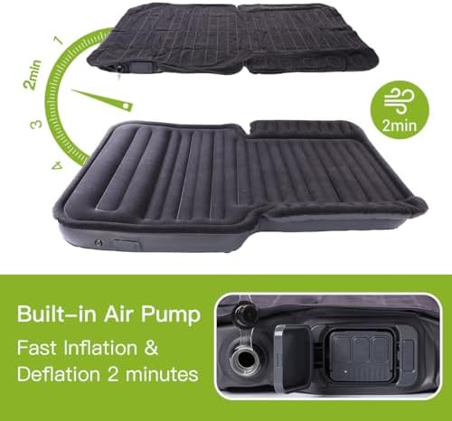 SUV Air Mattress with Wireless Removable 3-in-1 Built-in Pump & Mattress 'Wings' | 7-inch Height Car Mattress for Mid/Large SUVs, Trucks, Minivans, Supports 660lbs – Ideal for Road Trips & Camping