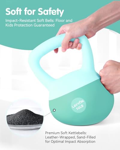 Soft Kettlebell - Cushioned Impact-Resistant Base and Anti-Slip, Kettle bell Anti-Slip Grip Weight for Home Workouts, Safe Strength Training Kettlebells Sets for Women & Men, With Non-slip Gloves