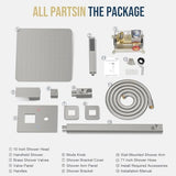 Shower Faucet Set Bathroom Square Rain Shower Head and Handle Set, Wall Mounted Shower Fixtures, Full Metal Trim Repair Kit 12 inch Brushed Nickel (With Shower Valve)