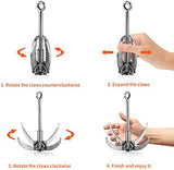 Ant Mag Grappling Hook Stainless Steel Claw Carabiner for Camping Hiking Tree Grabbing and Water Lifting Salvage