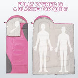 Sleeping Bag for Adults Teens Kids Cold Warm Weather, Portable Waterproof & Lightweight, Compact with Compression Sack, for 3-4 Seasons Camping, Backpacking, Hiking, Travel, Indoors Outdoors