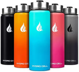 HYDRO CELL Stainless Steel Insulated Water Bottle with Straw - For Cold & Hot Drinks - Metal Vacuum Flask with Screw Cap and Modern Leakproof Sport Thermos for Adults (Teal/Blue 24oz)