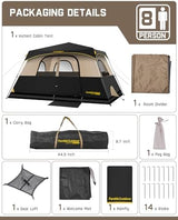 FanttikOutdoor Camping Tent 4/6/8/10 Person Instant Cabin Tent Setup in 60 Seconds with Rainfly & Windproof Portable with Carry Bag for Family Camping & Hiking
