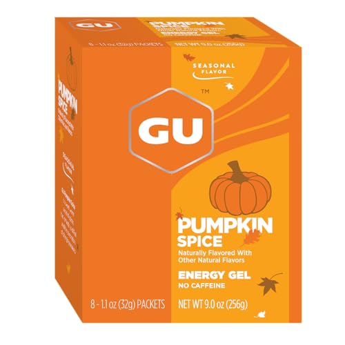GU Energy Original Sports Nutrition Energy Gel, Vegan, Gluten-Free, Kosher, and Dairy-Free On-The-Go Energy for Any Workout, 8-Count, Pumpkin Spice