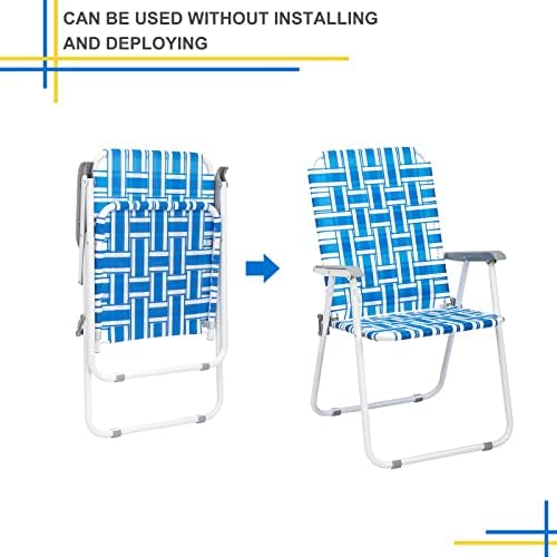 Outvita Webbed Lawn Chairs Set of 2, Foldable Metal Patio Chairs Stable Steel Outdoor Chair for Camping, Fishing, Beach, Poolside, Backyard and BBQ