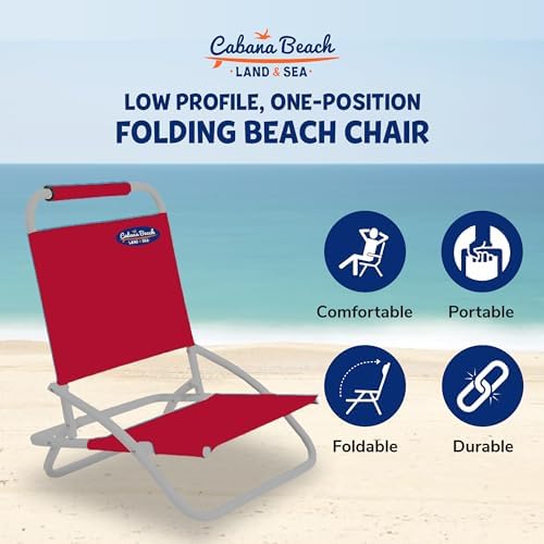 Cabana Beach Folding Beach Chair, 1 Position Lightweight and Portable Foldable Outdoor Camping Chair