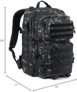 REEBOW GEAR Military Tactical Backpack Large Army 3 Day Assault Pack Molle Bag Backpacks (Black Camo)