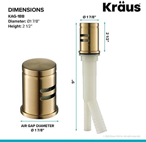 KRAUS Dishwasher Air Gap in Brushed Brass, KAG-1BB