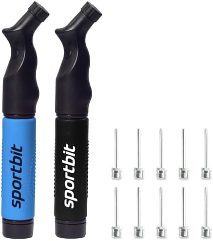 SPORTBIT Ball Pump for Sports Balls - Push & Pull Inflating System - Hand Pump for All Exercise Balls - Volleyball Pump, Basketball Inflator, Football & Soccer Ball Air Pump - Goes with 5 Needles Set