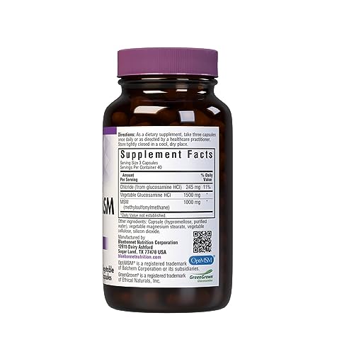Bluebonnet Vegetarian Glucosamine with MSM Supplement - Shellfish-Free Joint Support Supplement for Women & Men - Vegetable Glucosamine HCI - Vegan, Kosher, Free of Soy, Gluten & Dairy - 120 V Caps