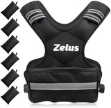 ZELUS Weighted Vest for Men and Women | 4-10lb/11-20lb/20-32lb Vest with 6 Ironsand Weights for Home Workouts | Adjustable Body Weight Vest Exercise Set for Cardio and Strength Training