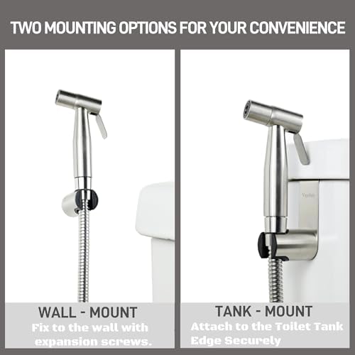 Handheld Toilet Bidet Sprayer for Toilet-Adjustable Water Pressure Control with Bidet Hose for Feminine Wash, Stainless Steel Brushed Nickel Cloth Diaper for Baby Wash (Stainless Steel, 1)