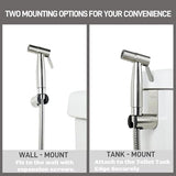 Handheld Toilet Bidet Sprayer for Toilet-Adjustable Water Pressure Control with Bidet Hose for Feminine Wash, Stainless Steel Brushed Nickel Cloth Diaper for Baby Wash (Stainless Steel, 1)