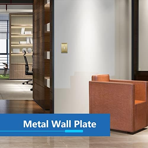 LIDER Toggle Light Switch Metal Wall Plate, Stainless Steel Switch Cover, Corrosion Resistant, Mid-Size 1-Gang 4.88" x 3.11", 201 Stainless Steel, LMWP-11M-BB, Brushed Brass