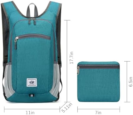 DOJUNS Hiking Backpack 15L Small Travel Backpack Lightweight Foldable Daypack Packable Camping Backpacks for Women Men (Blue)
